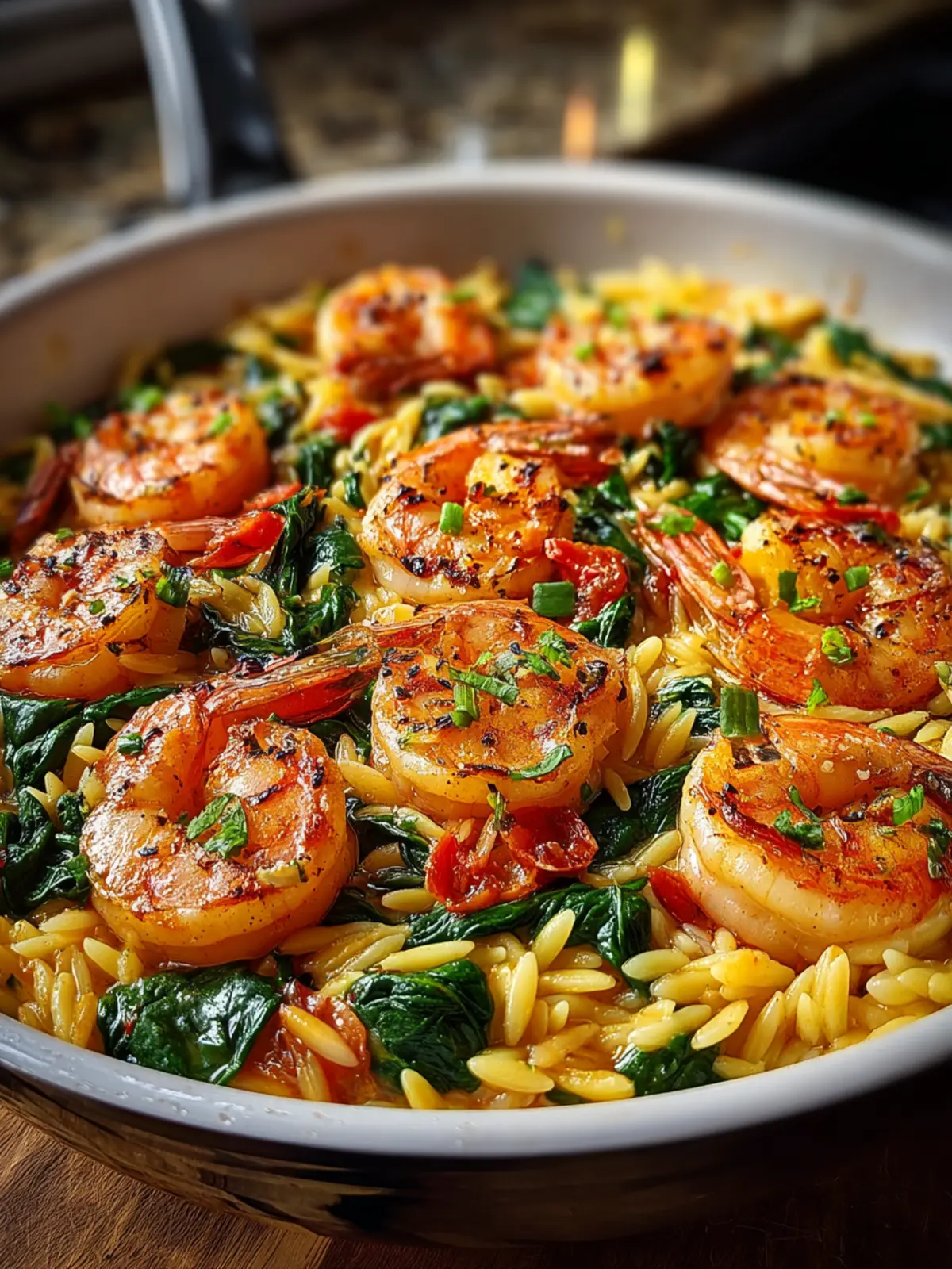 Irresistible 25-Minute Shrimp and Spinach Orzo Skillet First Image