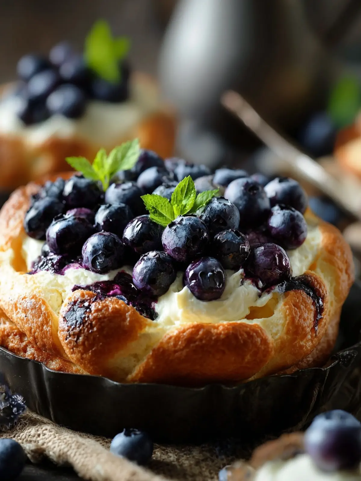 Low-Calorie Cottage Cheese Cloud Bread with Blueberries First Image