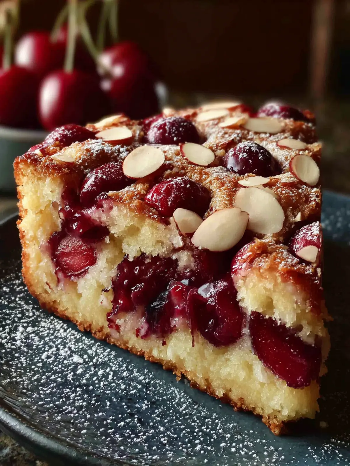 Juicy Cherry Almond Cake Recipe Easy Dessert First Image