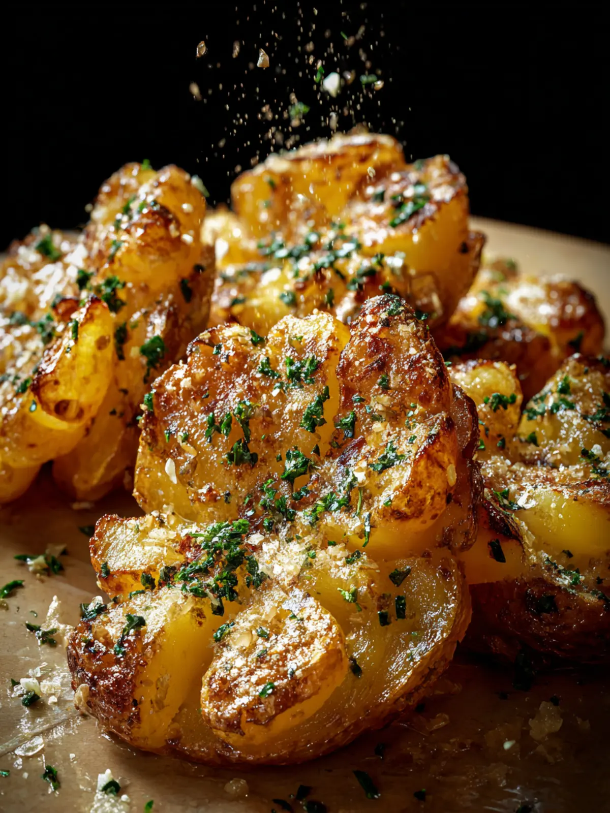 Garlic Butter Parmesan Smashed Potatoes First Image