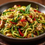 Garlic Chicken Zucchini Noodles Stir Fry First Image