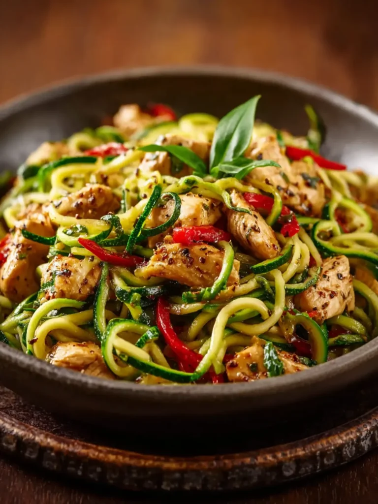 Garlic Chicken Zucchini Noodles Stir Fry First Image