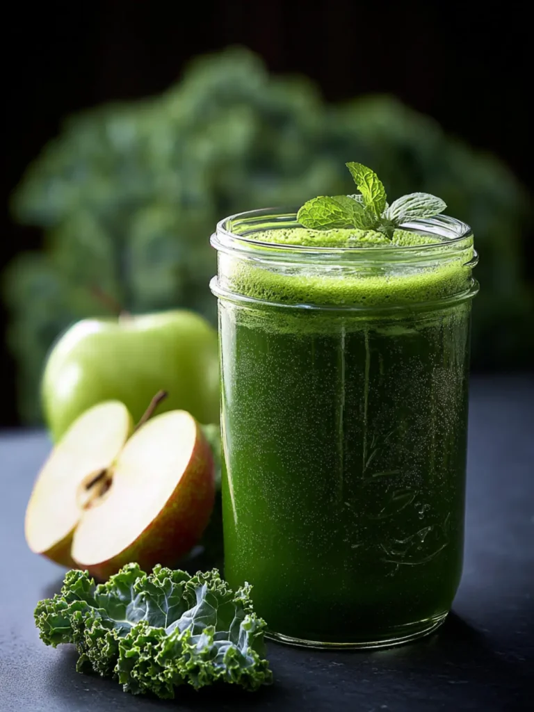 Refreshing Winter Green Juice with Kale, Apple & Mint First Image