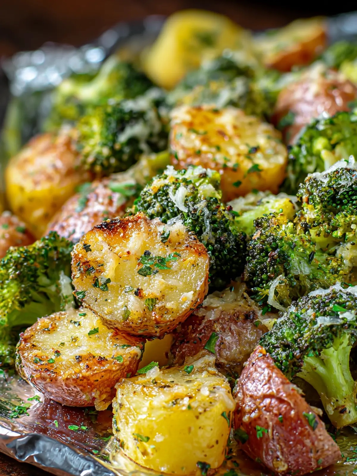 Flavor-Packed Garlic Parmesan Broccoli and Potatoes in Foil First Image