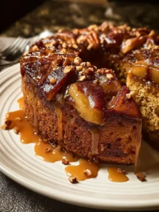 Soft Apple Date Rustic Cake with Toffee Glaze Blissful Recipe First Image