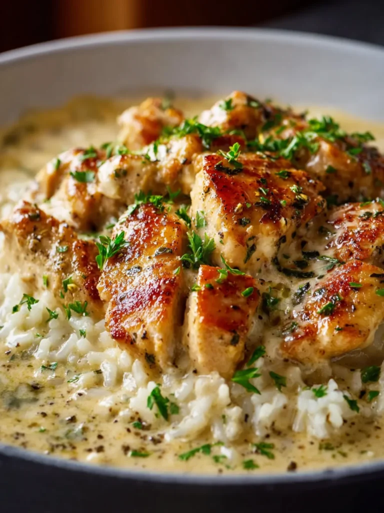 Creamy Garlic Parmesan Chicken & Rice Skillet Delight First Image