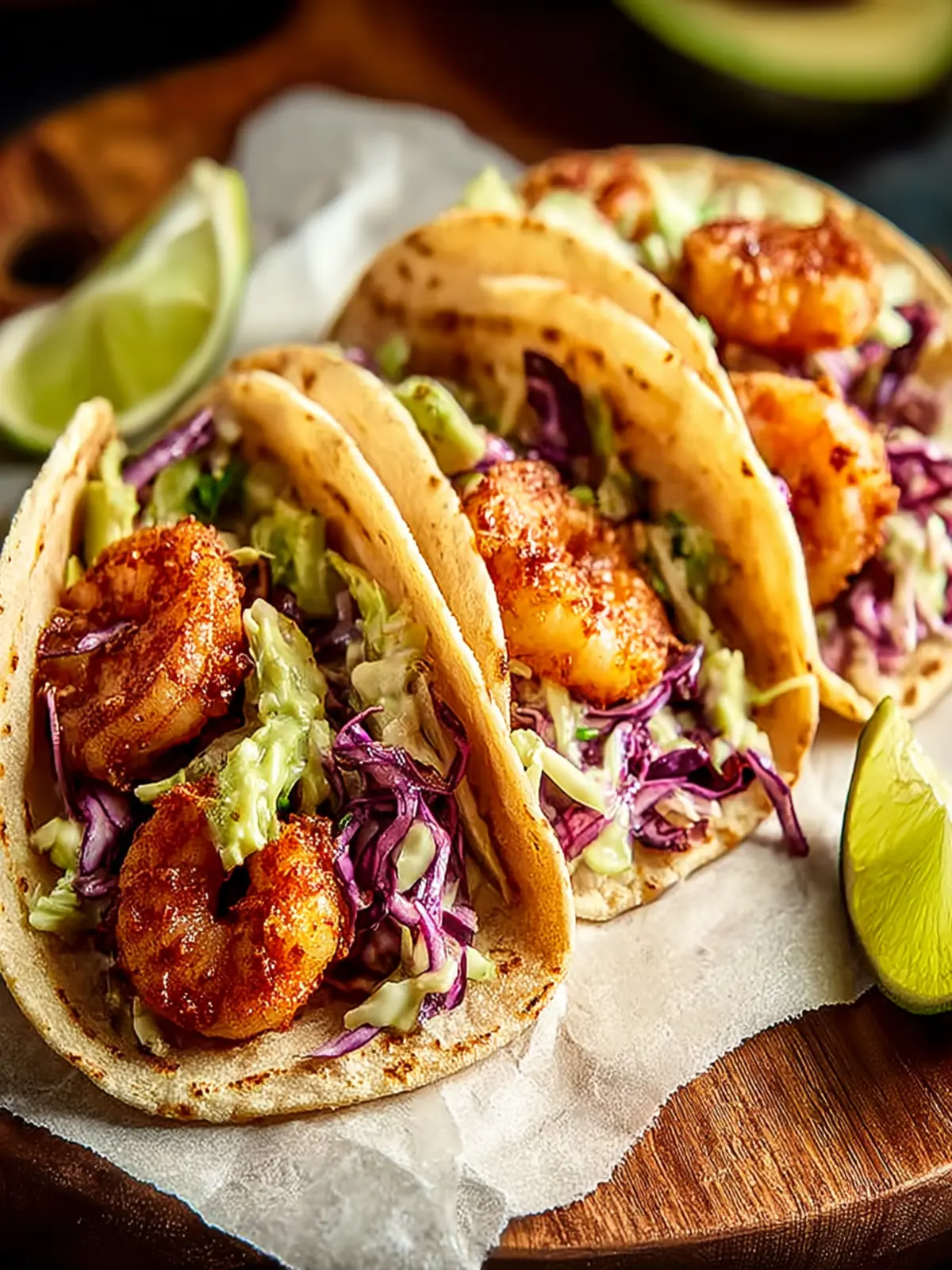 Crispy Shrimp Tacos with Avocado Lime Slaw: Unforgettable... First Image