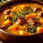 Slow Cooker Butternut Squash Sausage Soup First Image