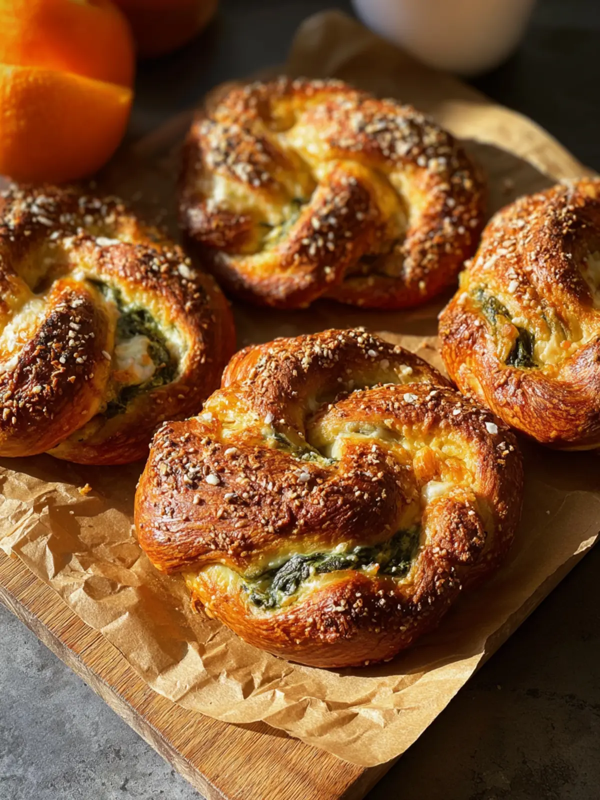 Spinach Artichoke Stuffed Sourdough Soft Pretzels First Image