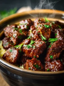 Slow Cooker Garlic Butter Steak Bites First Image