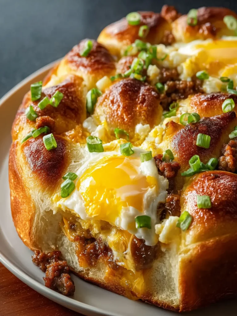 Best Hawaiian Roll Breakfast Bake with Eggs & Beef Sausage First Image