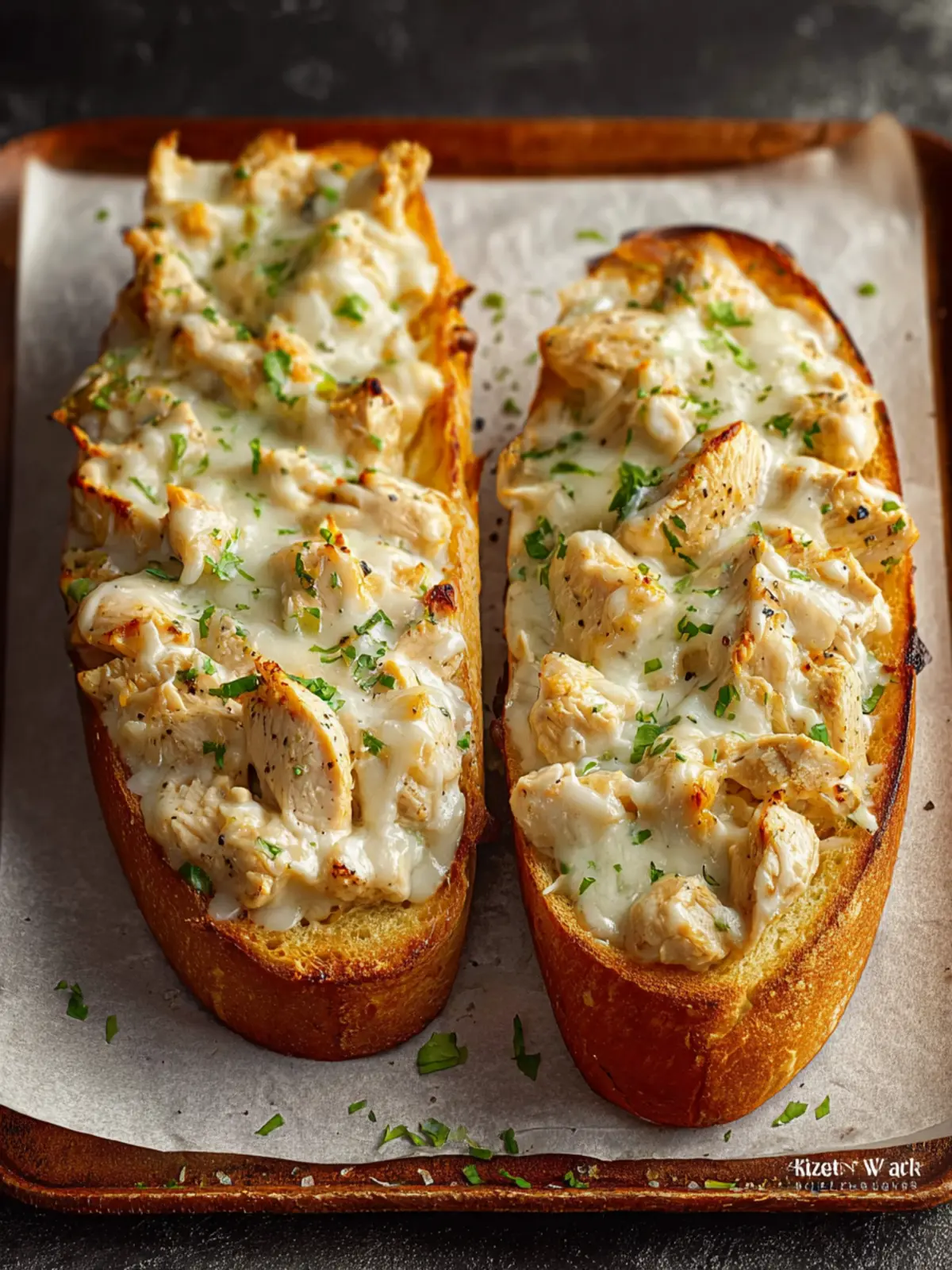Chicken Alfredo Garlic Bread First Image