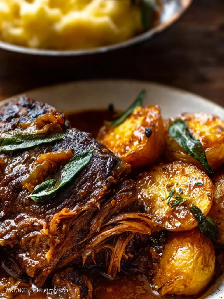 Cider Braised Pot Roast with Crispy Sage Butter Potatoes. First Image