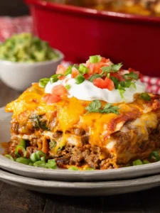 Beef and Bean Enchilada Casserole – Easy Layered Mexican Casserole Recipe First Image